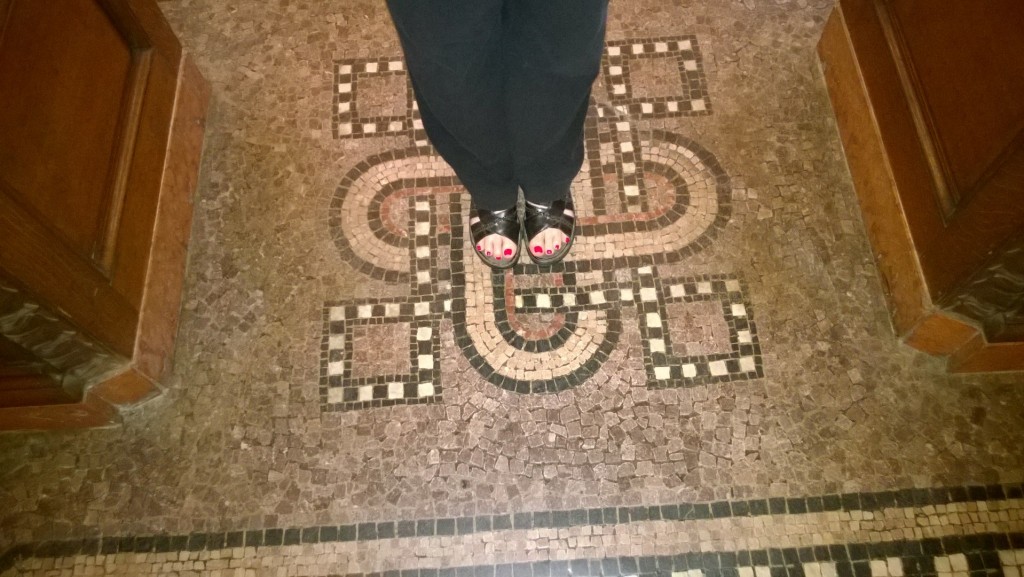 As it happens, the book I was reading at the time was about a mosaicist in Phoenician times, so I really liked the floors at the college. 