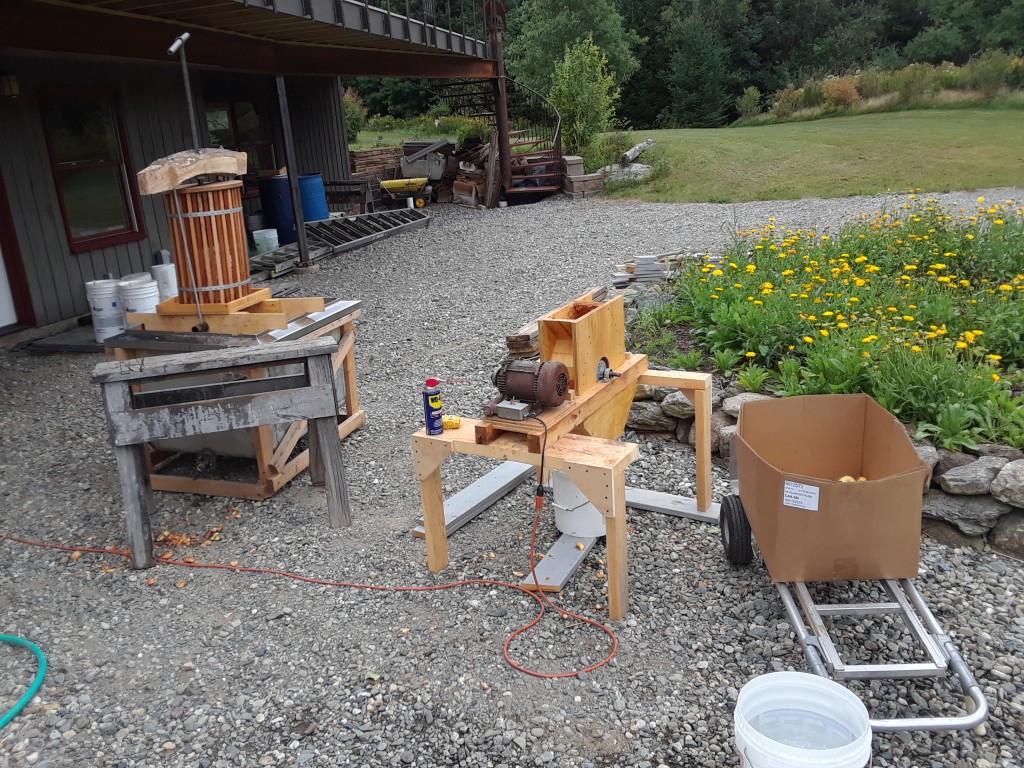 I pressed 10 gallons of cider today. My grinder works great, but my press is ungainly, physically hard to operate, and slow.  There has to be a better way.